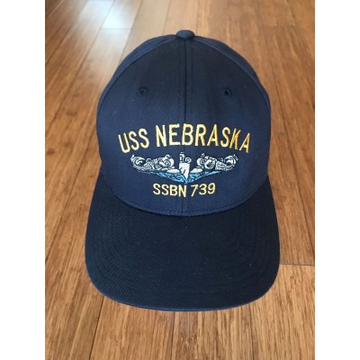USS Nebraska SSBN739 Flexfit  baseball cap Hat Submarine Navy Blue  eb-74798216
